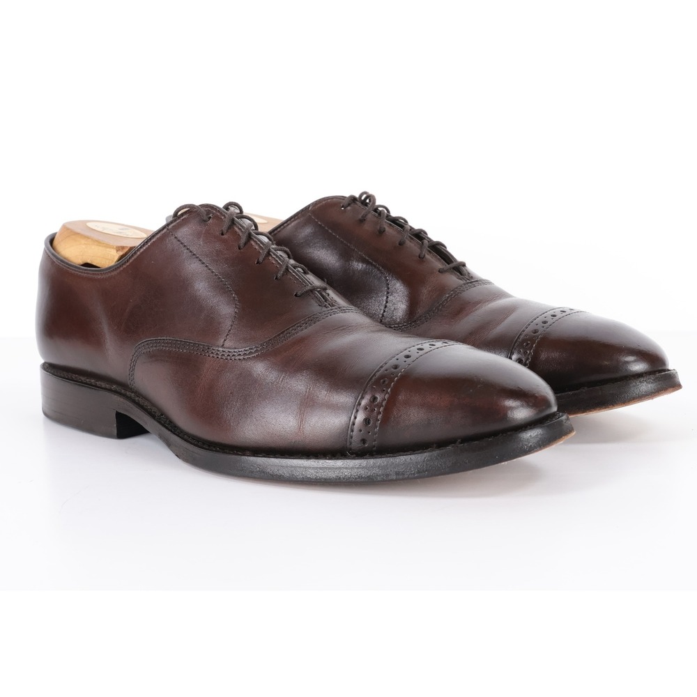 Allen Edmonds Fifth Avenue Oxford Men 8.5 E Brown Leather Cap Toe Dress Shoes